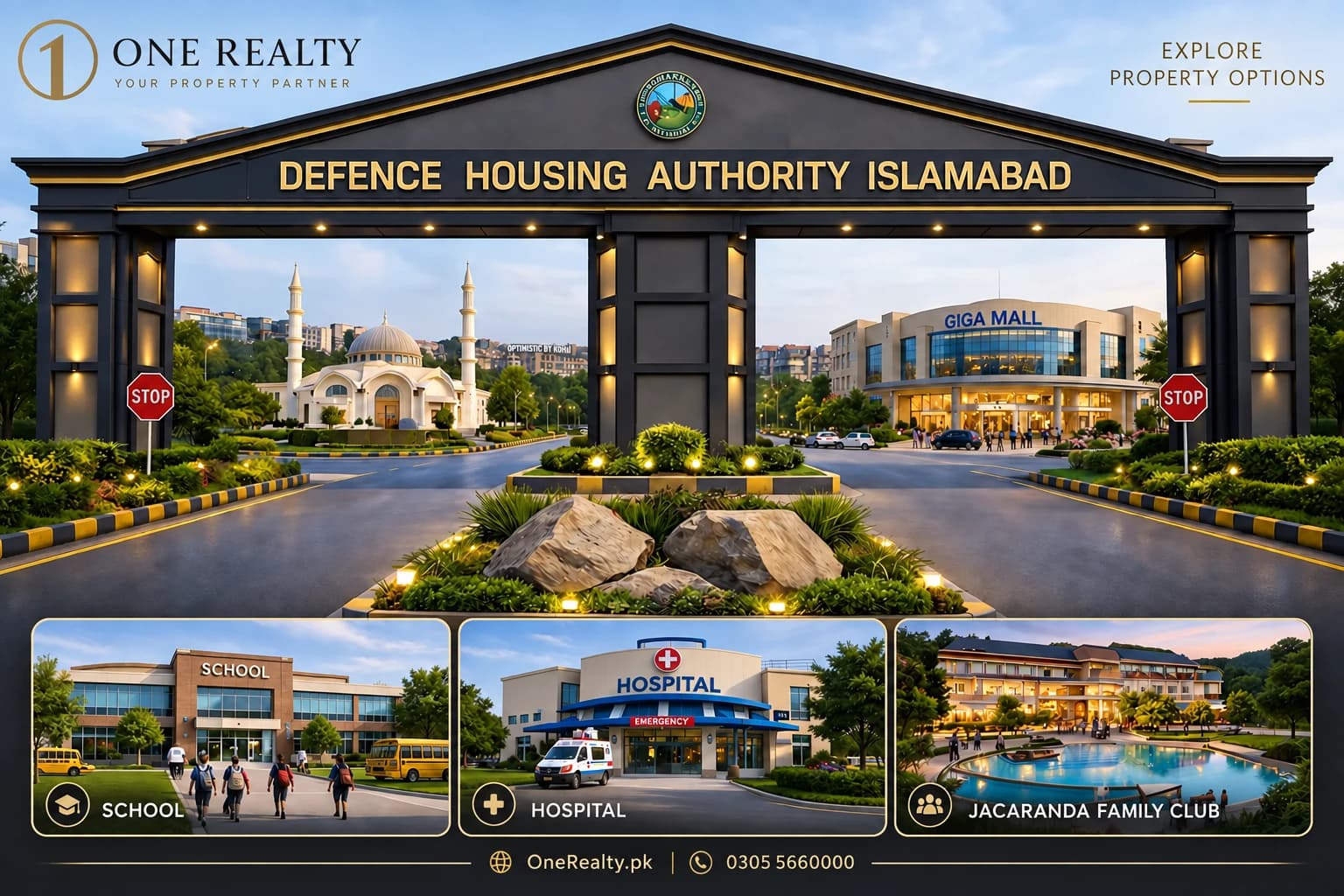 Project promotional illustration, adapted with One Realty branding. AI-edited marketing artwork; not verified current site photography.