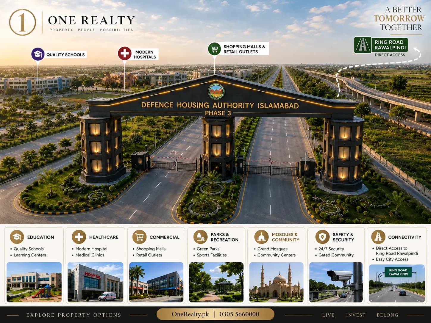 Project promotional illustration, adapted with One Realty branding. AI-edited marketing artwork; not verified current site photography.