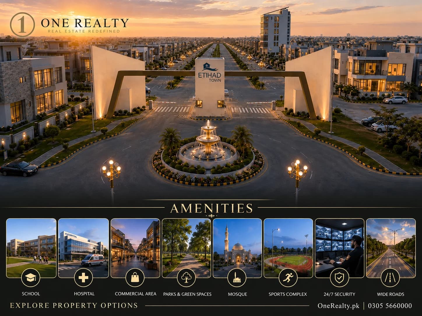 Project promotional illustration, adapted with One Realty branding. AI-edited marketing artwork; not verified current site photography.