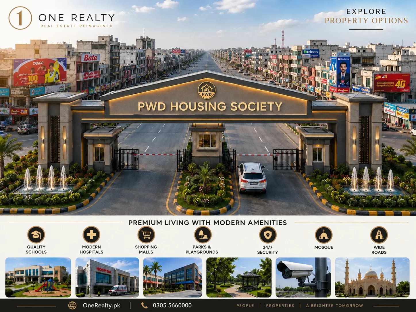 Project promotional illustration, adapted with One Realty branding. AI-edited marketing artwork; not verified current site photography.