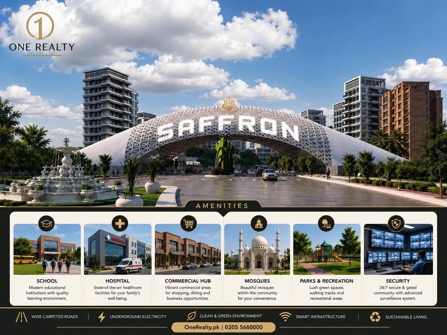 Project promotional illustration, adapted with One Realty branding. AI-edited marketing artwork; not verified current site photography.